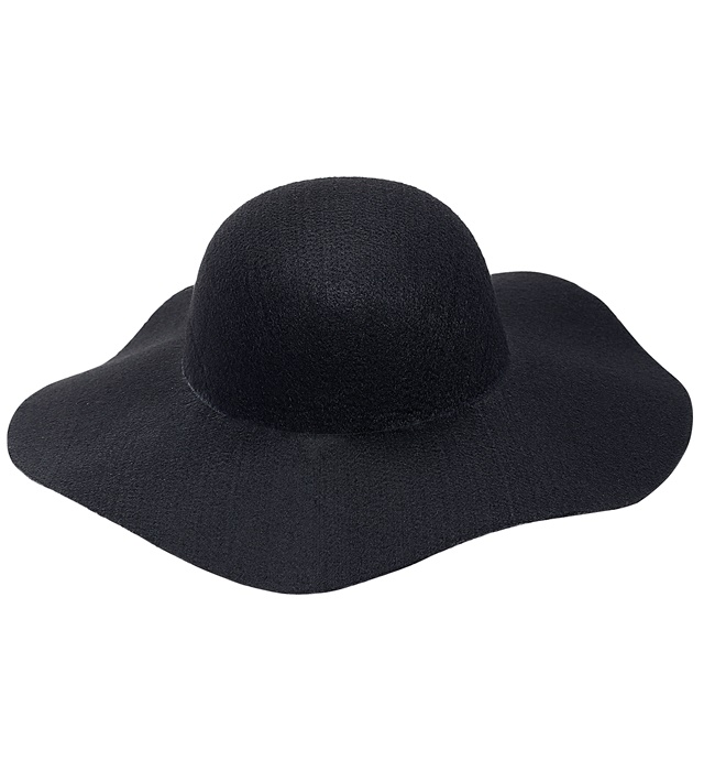 "CHAPEAU FEMME NOIR FLOPPY" en feutre - adapté à la personnalisation avec différentes décorations