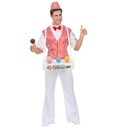 "HOMME CREME GLACEE" (chemise avec gilet, noeud papillon, chapeau, plateau conique avec 6 cônes de crème glacée)