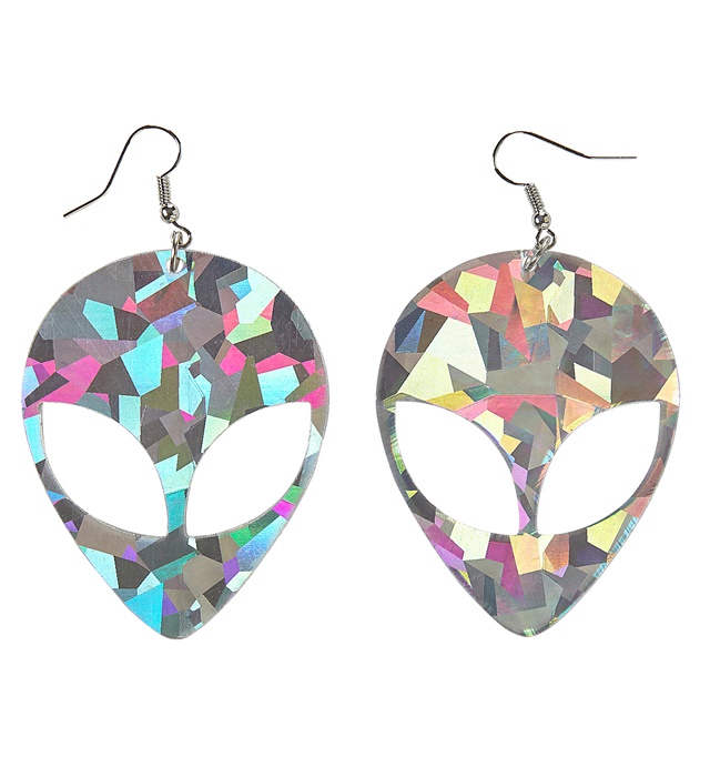 [68595] paire de "BOUCLE D'OREILLES EXTRATERRESTRES" holographiques