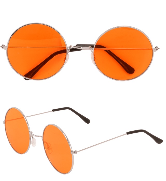 "LUNETTES XL HIPPIE VERRES ORANGE" diam. 6 cm