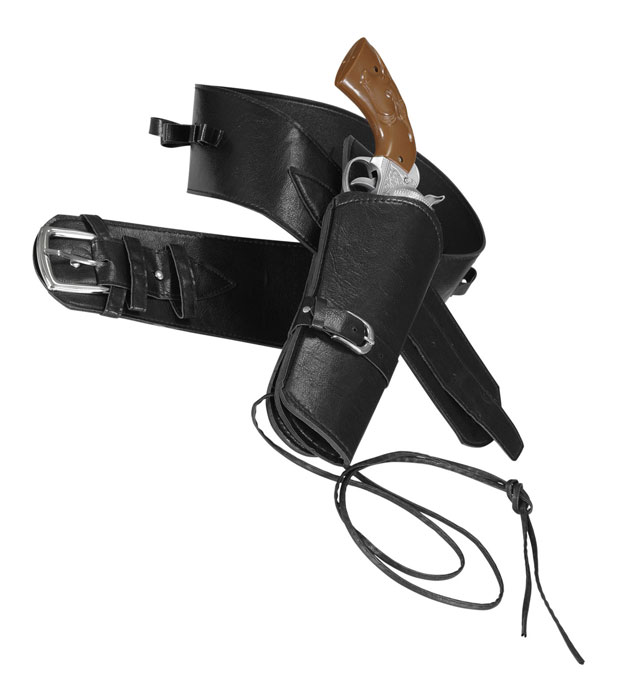 [01050] "HOLSTER ET CEINTURE WESTERN NOIRSAUTHENTIQUES" Simili