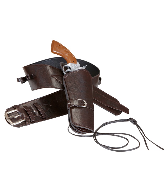 [01051] "HOLSTER ET CEINTURE WESTERN MARRONS AUTHENTIQUES" Simili