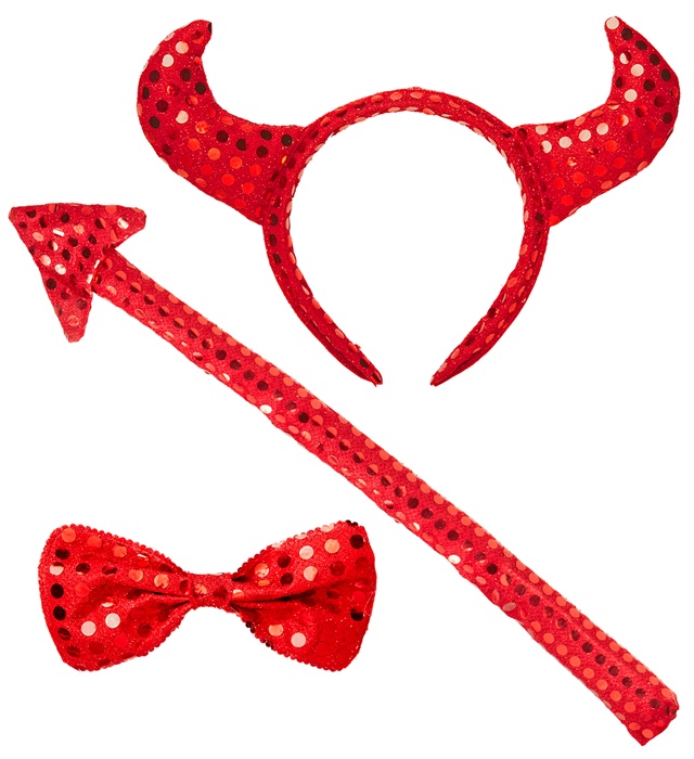 [01058] Set de "DEMON SEQUIN" (cornes, n ud papillon, queue)