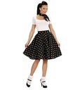 "JUPE ET FOULARD NOIRS A POIS ANNEES 50"