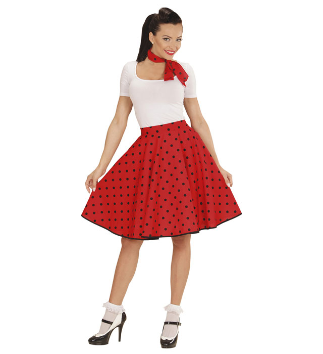 [01077] "JUPE ET FOULARD ROUGES A POIS ANNEES 50"