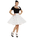 "JUPE ET FOULARD BLANCS A POIS ANNEES 50"