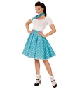 "JUPE ET FOULARD TURQUOISES A POISANNEES 50"