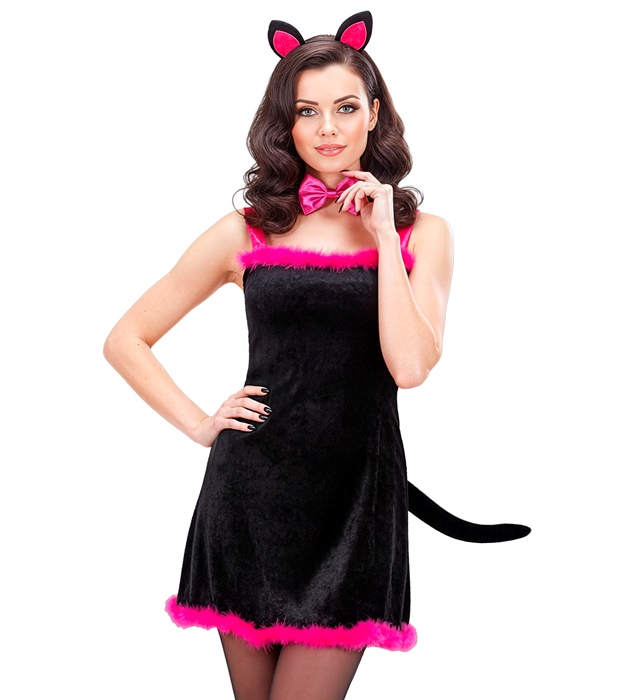 "KITTY KAT" de velours  (robe avecqueue, papillon, oreilles)