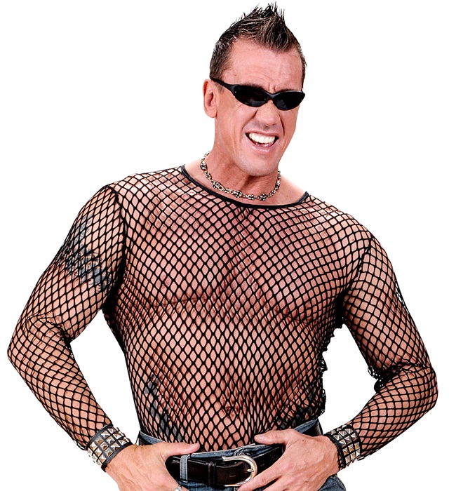 "80s / PUNK / ROCKER" T-shirt en resille - noire