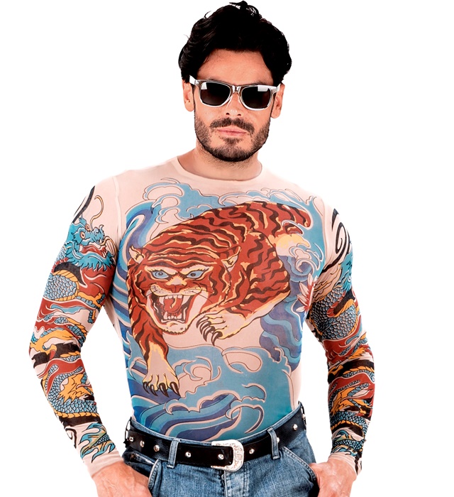 "CHEMISE TATOUAGE TIGRE & DRAGON" effet naturel