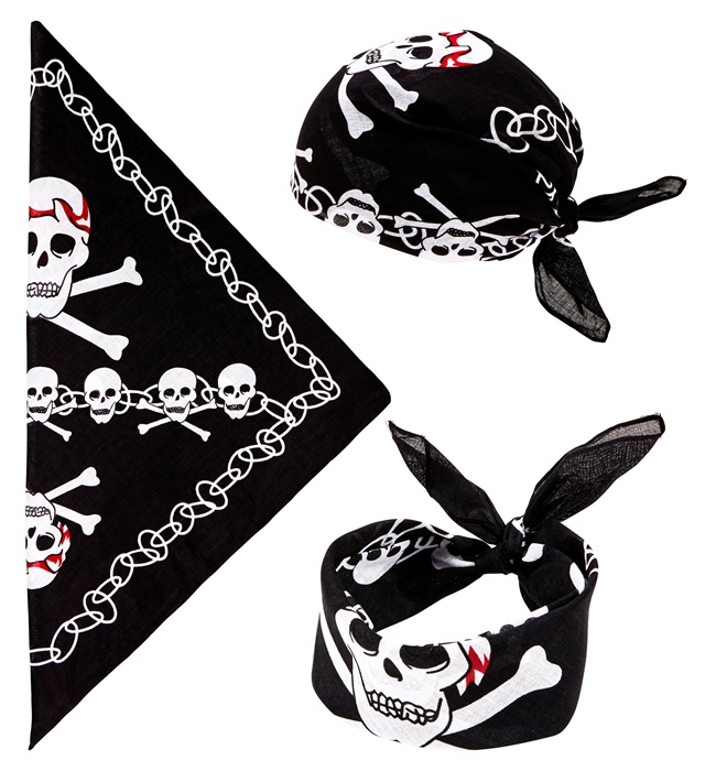 [7147K] "PIRATE SKULLS BANDANA" 55x55 cm - 100% cotton