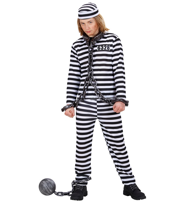 "PRISONNIER" blanc/noir (casaque, pantalon, chapeau)