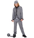 "PRISONNIER" blanc/noir (casaque, pantalon, chapeau)