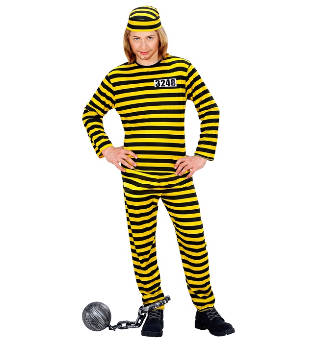 "PRISONNIER" jaune/noir (casaque, pantalon, chapeau)