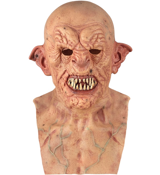 [01139] "MASQUE TETE COMPLETE DE ZOMBIE AVEC MENTON & POITRINE" aspect silicone