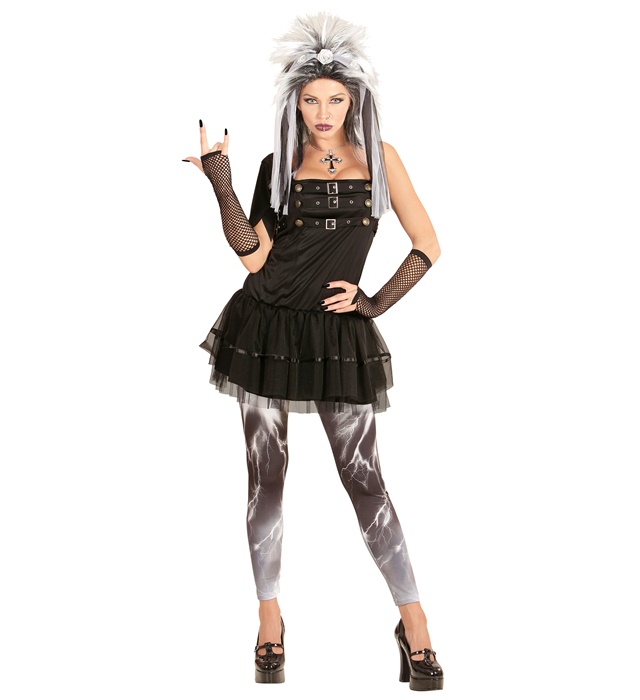 "PUNK GOTHIQUE" (robe, legging, coiffe, gants)