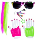"FILLE ANNEES 80 (2 extensions cheveux neon, boucles d'oreille, gantset lunettes)