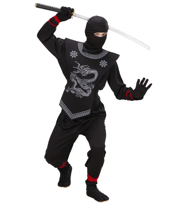 "NINJA NOIR" (casaque avec liens, pantalon avec liens, cuirasse, masque)