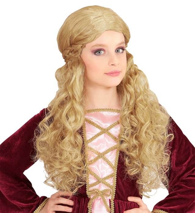 [74597] "PERRUQUE MEDIEVALE JEUNE FILLE BLONDE" en sachet