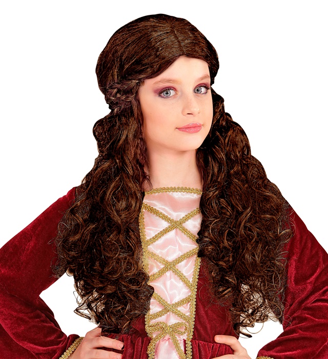 "PERRUQUE MEDIEVALE JEUNE FILLE BRUNE" en sachet