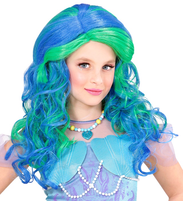 "PERRUQUE SIRENE EMERAUDE-TURQUOISE" en sachet