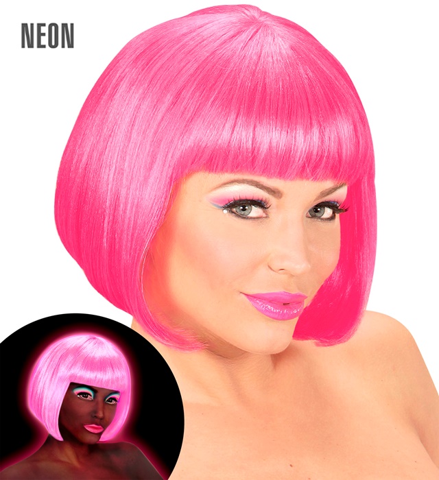 [74973] "PERRUQUE NEON ROSE VALENTINA" en boite