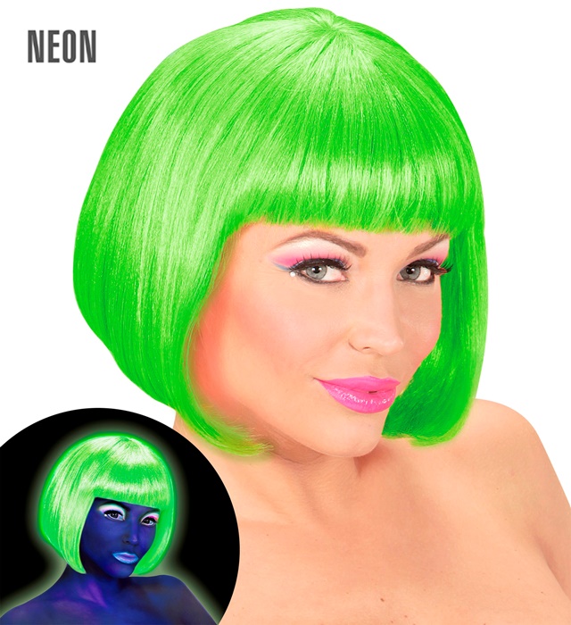 [74976] "PERRUQUE NEON VERTE VALENTINA" enboite