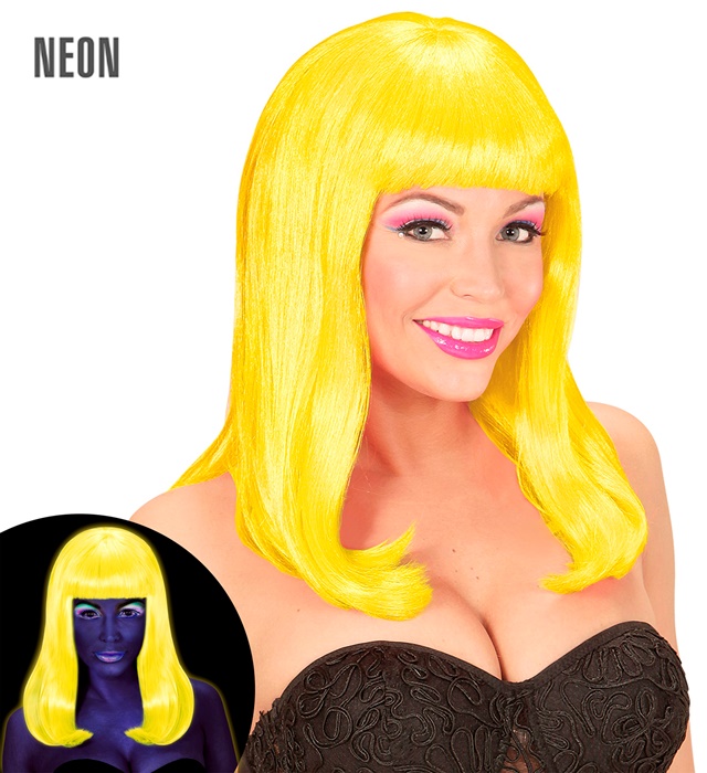 [74982] "PERRUQUE JAUNE NEON PATSY" en sachet