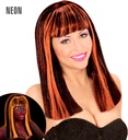 "PERRUQUE NOIRE AVEC MECHES NEON ORANGE PATSY" en sachet