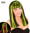 "PERRUQUE NOIRE AVEC MECHES NEON JAUNES PATSY" en sachet