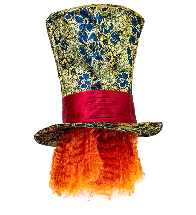 "CHAPEAU HAUT DE FORME DU CHAPELIER FOU AVEC CHEVEUX" 30 cm