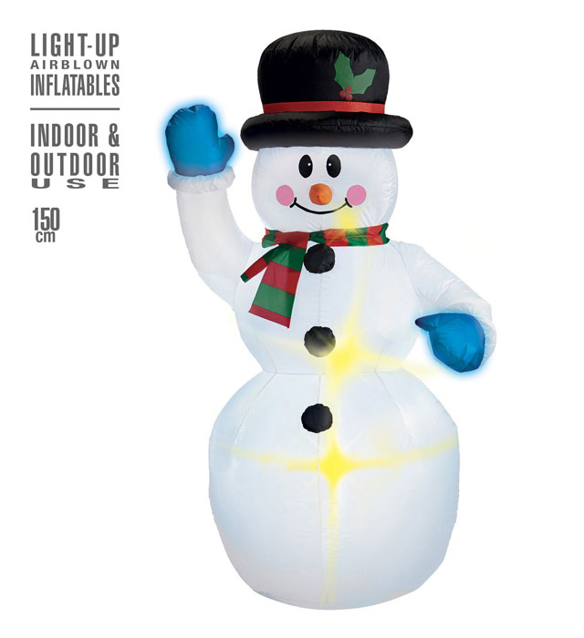 "BONHOMME DE NEIGE GONFLABLE LUMINEUX AVEC VENTILATEUR" 150 cm