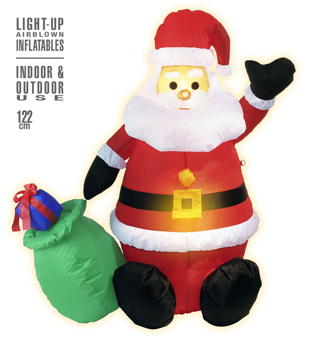 "PERE NOEL GONFLABLE LUMINEUX AVEC VENTILATEUR" 122 cm