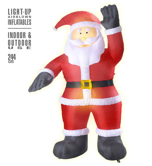 "PÈRE NOËL GONFLABLE LUMINEUX AVEC VENTILATEUR" 244 cm