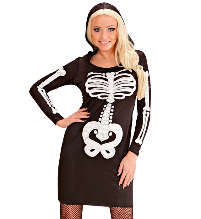 "SQUELETTE GLAMOUR" (robe avec capuche)