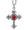 "COLLIER A CROIX GOTHIQUE AVEC GEMME ROUGE"