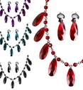 "SET COLLIER ET BOUCLES D'OREILLESGOTHIQUES"  4 coul. (6 rouges, 2 noirs, 2 pourpres, 2 verts)