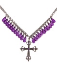 "COLLIER A CROIX GOTHIQUE VIOLET AVEC GOUTTES DE JUPITER"
