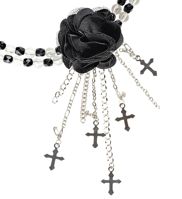 "RAS DU COU AVEC FLEUR GOTHIQUE NOIR"