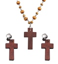 Set de "ROSAIRE ET BOUCLES D'OREILLES A CROIX EN BOIS"