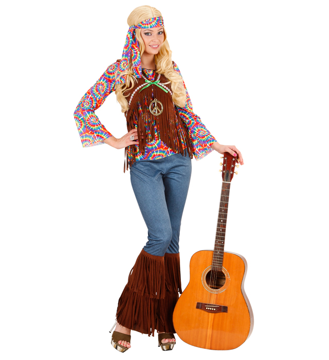 "FEMME HIPPIE PSYCHEDELIQUE" (chemise avec veste, pantalon, bandeau pour la tête, collier)