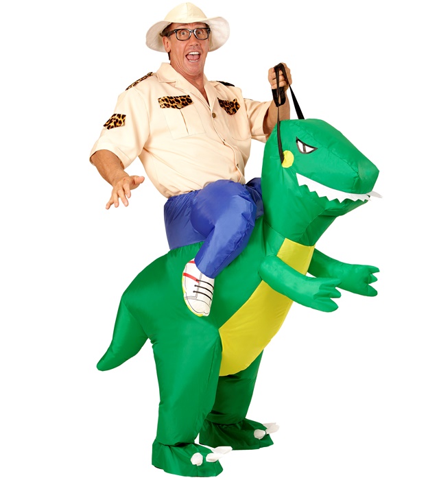 [75505] "EXPLORATEUR SUR DINOSAURE" (costume gonflable avec ventilateur, chapeau)