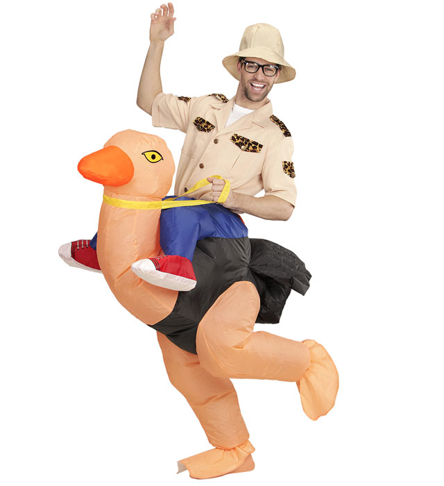 [75507] "EXPLORATEUR SUR AUTRUCHE" (costume gonflable, chapeau)