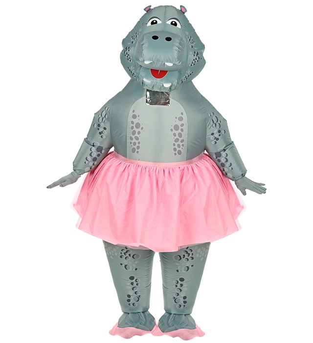 "HIPPO BALLERINE" (grand costume gonflable avec ventilateur avec masque)