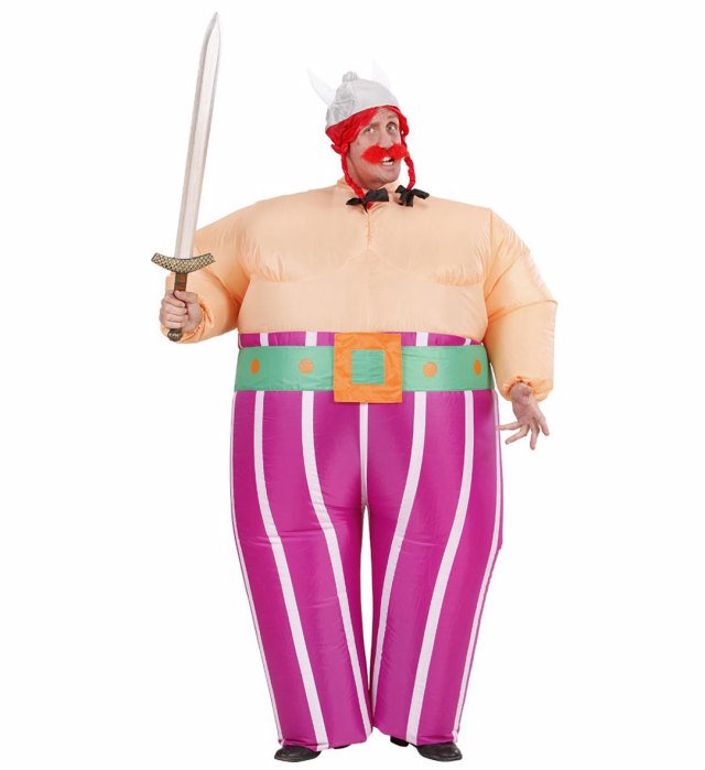 [7553G] "VIKING" (costume gonflable avec ventilateur, ceinture, casque avec nattes)