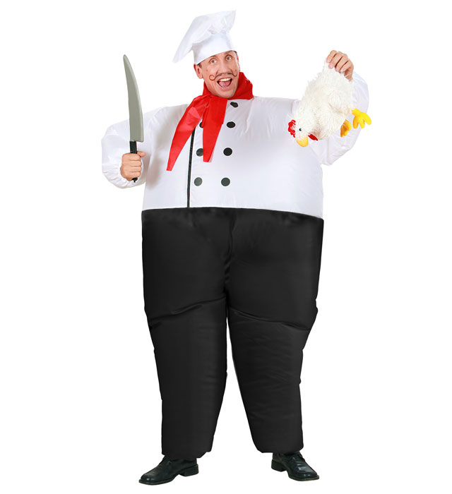 [7555F] "CHEF CUISINIER" (costume gonflable avec ventilateur, foulard, chapeau)
