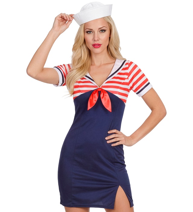 "FEMME MARIN" (robe, petit chapeau)