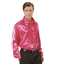 "THE 70s DISCO FASHION" (chemise à jabot satin rose)