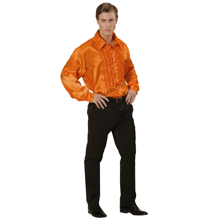 [01189] "THE 70s DISCO FASHION" (chemise à jabot satin orange) (XL)