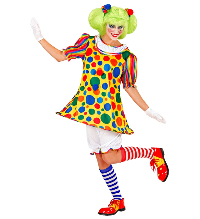 "CLOWN" (robe avec ourlet à cerceau, caleçon long, élastiques pour les cheveux avec pompons)